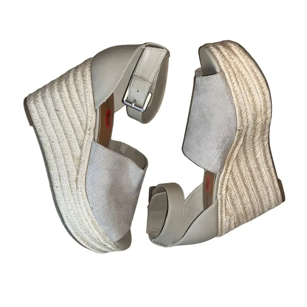 Indigo Espadrille Wedge Sandals Size 10M‎ Neutral Platform Ankle Strap